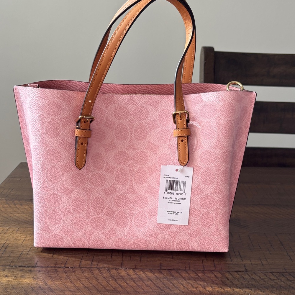 Powder Pink Coach Mollie Tote NWT - Picture 2 of 8